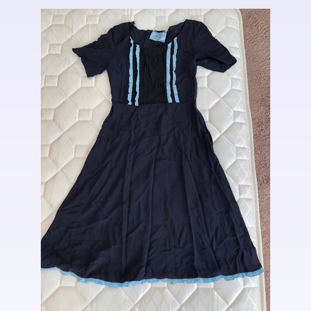 Prada Silk Dress Navy Short Sleeve Womens IT38 New Without Tag